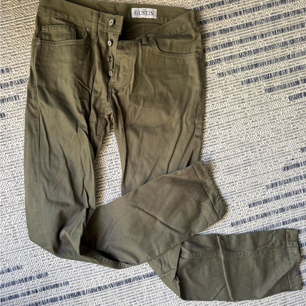 Gustin Green Straight Leg Pants Casual Style
